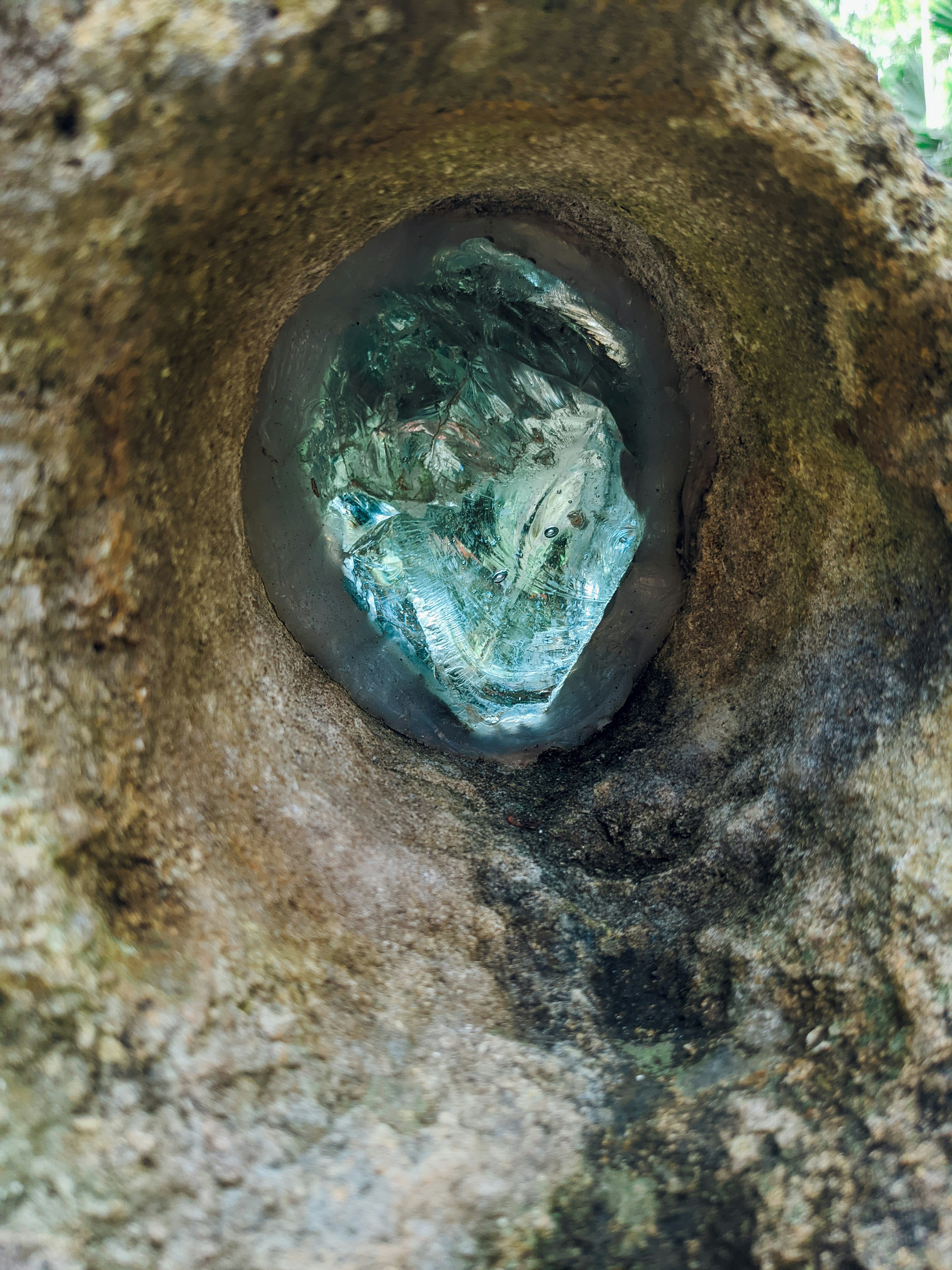 Crystal formation inside rock cavity